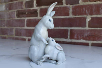 The Franklin Mint Cherished Love Porcelain Rabbit Figurine