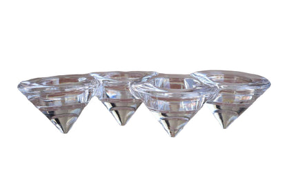 Funky Clear Glass 4-Tea Light Candle Holder