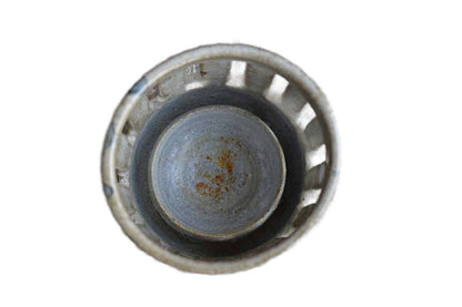 Small Stoneware Candle Votive with Gray-Blue Glazes