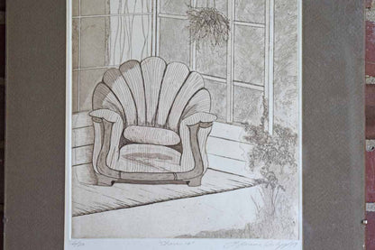 1979 Signed and Numbered Print of a Chair on a Porch