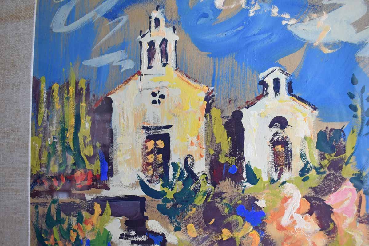 Original Painting of a Small Chapel and Colorful Garden (PICKUP ONLY)