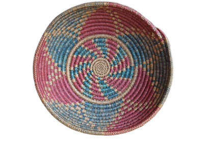 Large Red, Tan and Green Coil Weave Basket (Pickup Only)