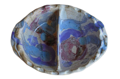 Stoneware Divided Serving Bowl with Purple, Blue, and Gray Glazes