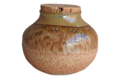 Little Tan Stoneware Container with Cork Lid