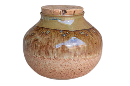 Little Tan Stoneware Container with Cork Lid