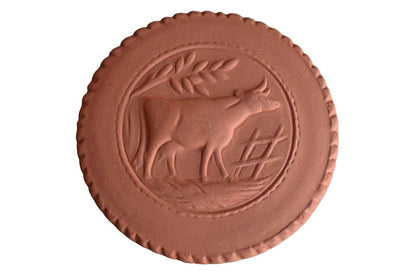 Ceramic Lidded Box with Cow Decoration