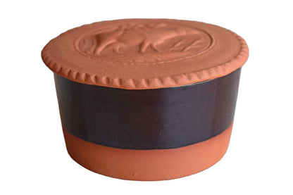 Ceramic Lidded Box with Cow Decoration