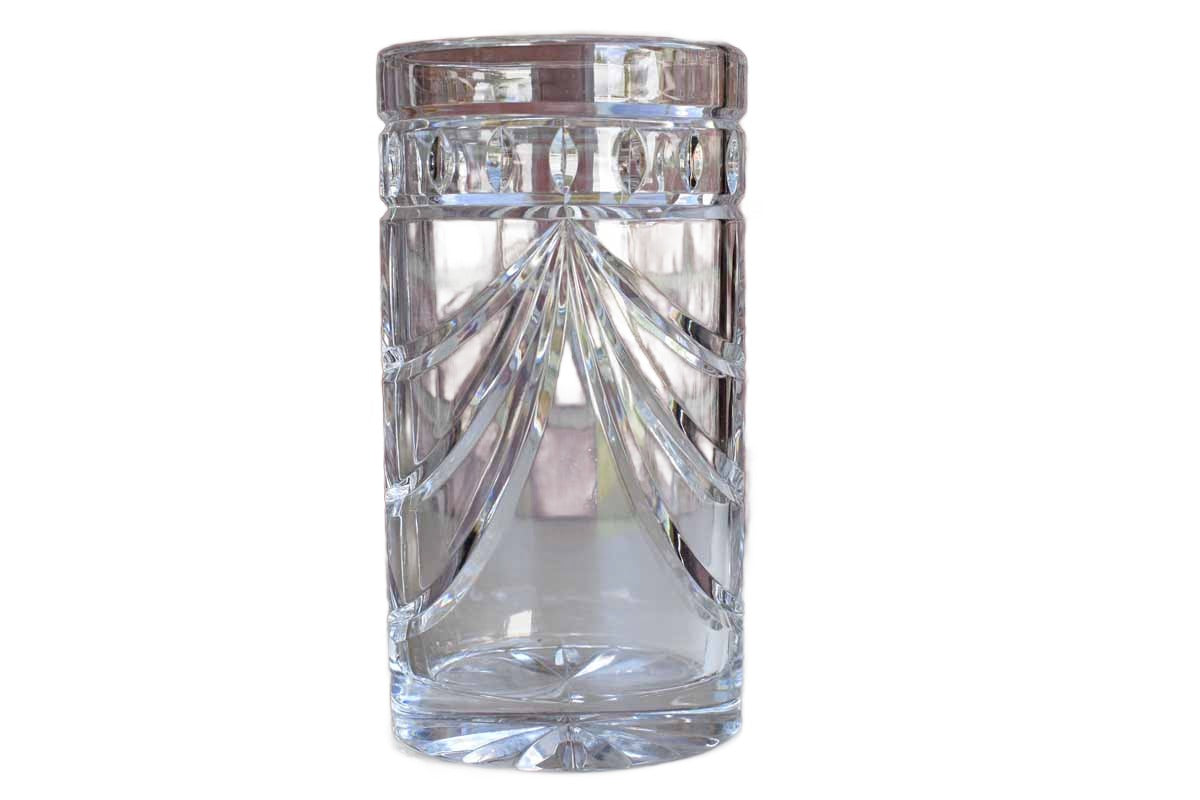 Waterford (Ireland) Tall Crystal Vase with Swooping Tree-Like Design