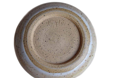 Small Speckled Blue and Tan Stoneware Decanter