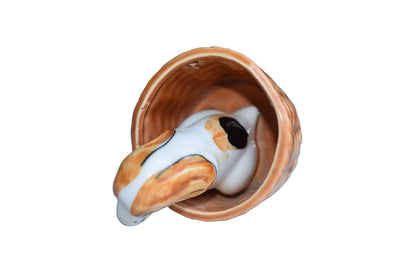 Little Porcelain Basset Hound in a Basket