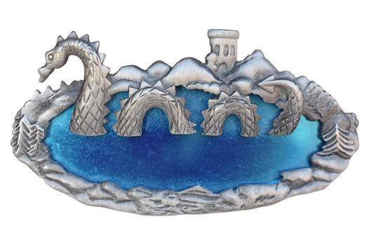 AJC Jewelry (New York, USA) Sea Serpent in Blue Lake with Castle Brooch