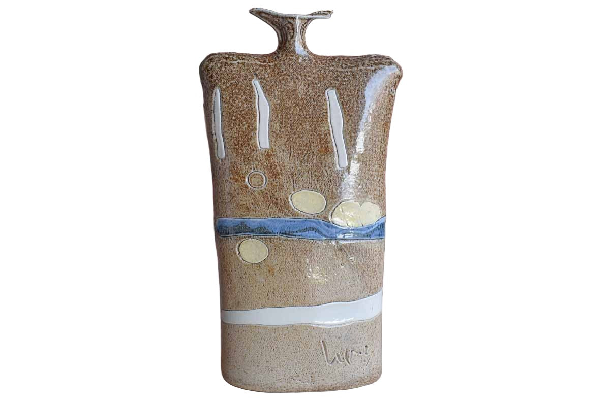 Unique Flask-Shaped Handmade Bud Vase with Modernist Designs