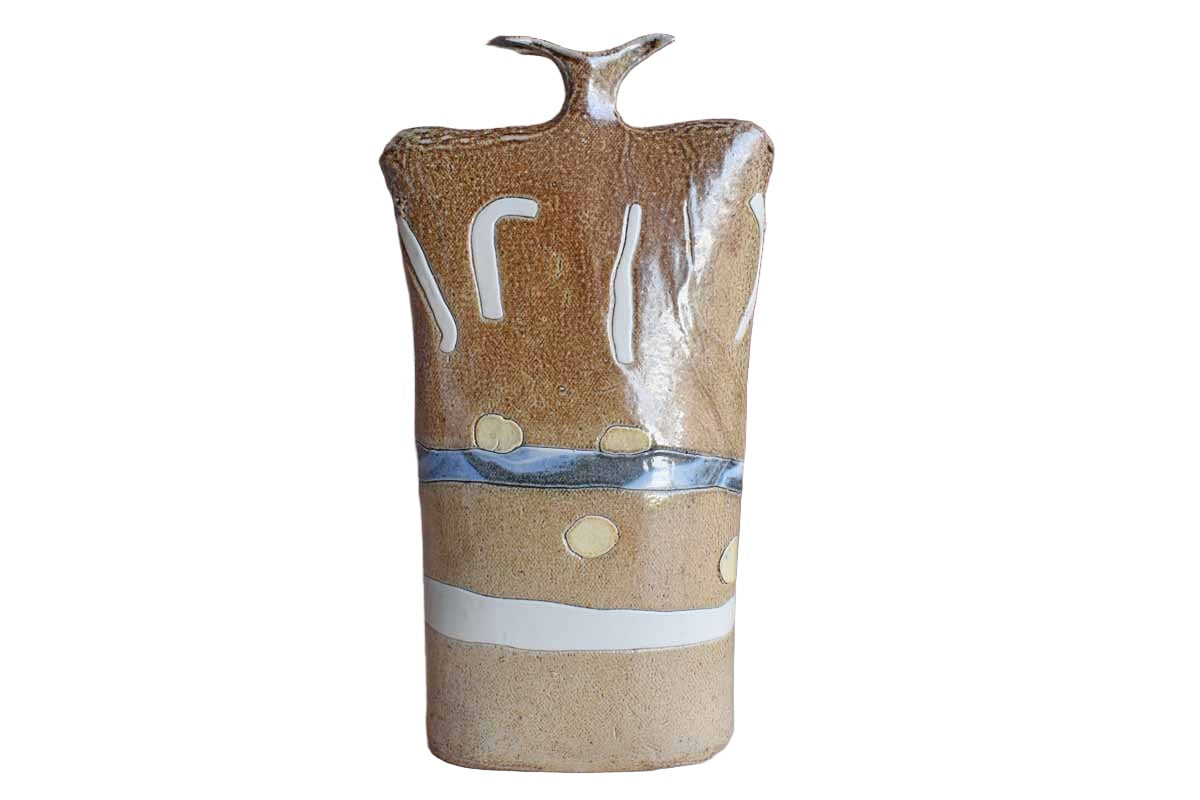 Unique Flask-Shaped Handmade Bud Vase with Modernist Designs