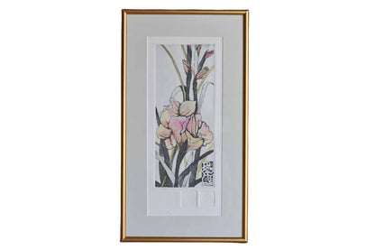 Print of Pink, Black and Gold Flower Titled "To Show You My Love"