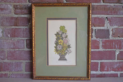 Original Numbered Etching of a Colorful Flower Arrangement by Freeman