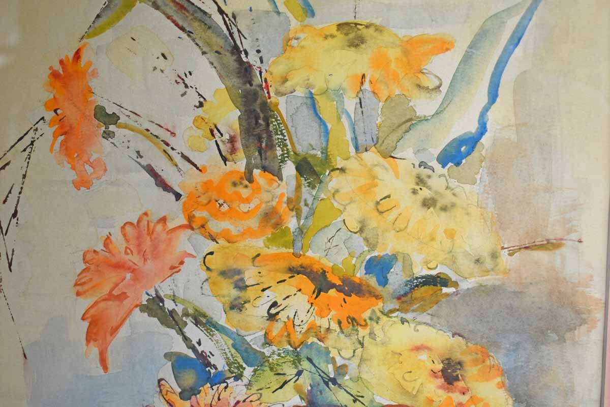 Original Signed Watercolor of Bouquet of Yellow and Orange Marigolds (PICKUP ONLY)