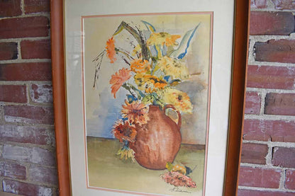 Original Signed Watercolor of Bouquet of Yellow and Orange Marigolds (PICKUP ONLY)