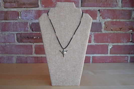 Black Bead and Silver Charm Necklace