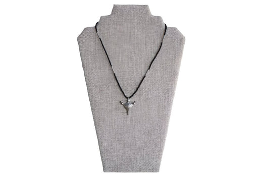 Black Bead and Silver Charm Necklace