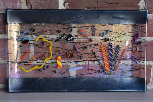 Art Glass Tray with Millefiori Set within the Glass