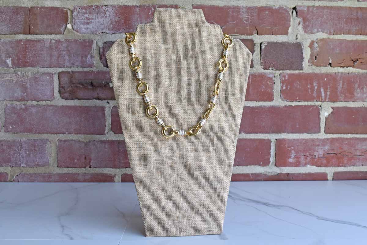 Erwin Pearl (USA) Chunky Gold and Silver Tone Link Necklace