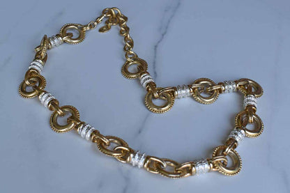 Erwin Pearl (USA) Chunky Gold and Silver Tone Link Necklace