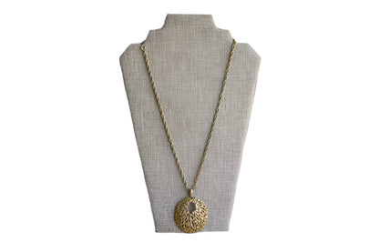 Oval Gold Tone Sea-Inspired Pendant on Thick Chain