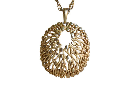 Oval Gold Tone Sea-Inspired Pendant on Thick Chain