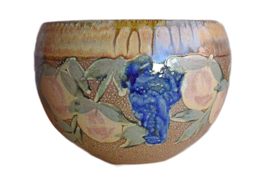 Beautiful Stoneware Bowl with Band of Fruits