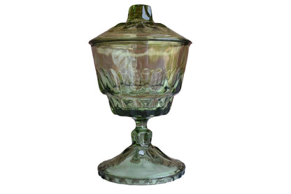 Hazel Atlas Glass Company (West Virginia, USA) Reflection Green Lidded Candy Dish