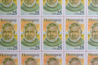 Framed Ernest Hemingway 25-Cent Stamps from the 1989 "Literary Arts" Series from the USPS