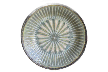 The Good Earth Pottery Large Handmade Stoneware Platter with Teal and Amber Glazes (Pickup Only)