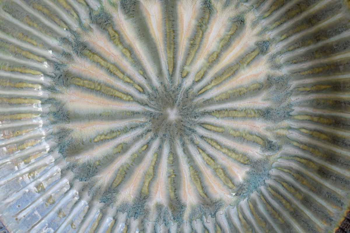 The Good Earth Pottery Large Handmade Stoneware Platter with Teal and Amber Glazes (Pickup Only)
