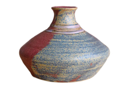 Stengods Keramik (Sweden) Stoneware Vase with Maroon and Green Glazes