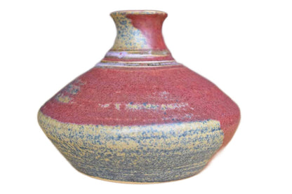 Stengods Keramik (Sweden) Stoneware Vase with Maroon and Green Glazes