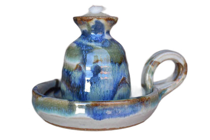 Stoneware Oil Lamp with Colorful Lava Glazes