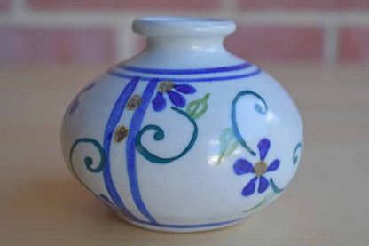 Squat Little Bud Vase with Scrolling Flowers