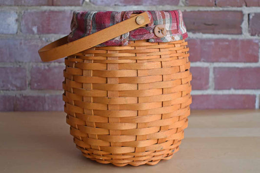 Longaberger Baskets (Ohio, USA) Handcrafted Handled Basket with Cloth Insert