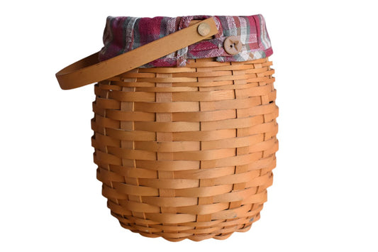 Longaberger Baskets (Ohio, USA) Handcrafted Handled Basket with Cloth Insert