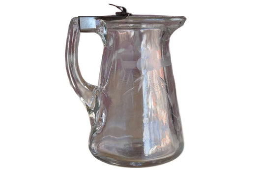 Etched Glass Maple Syrup Dispenser