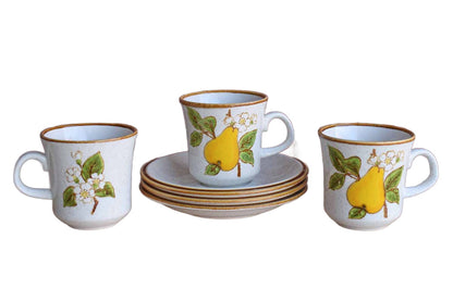 Mikasa (Japan) Natural Beauty Bountiful Cups and Saucers, Set of 3
