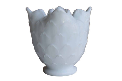 Milk Glass Vase or Pencil Holder with Leaf-Like Patterns