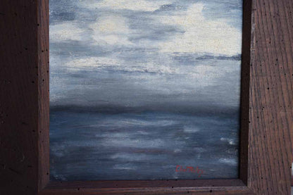 Original Signed Painting of a Dark and Moody Ocean