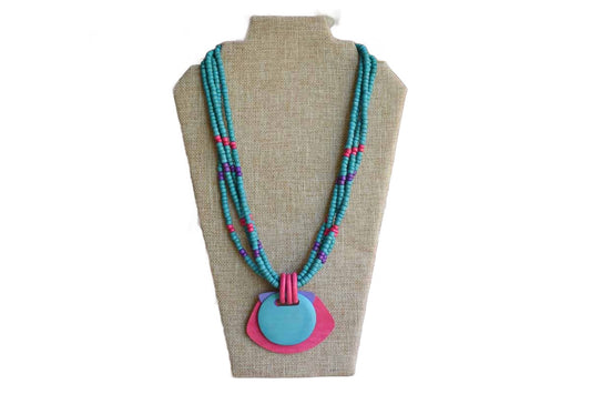 1990s Painted Wood Necklace