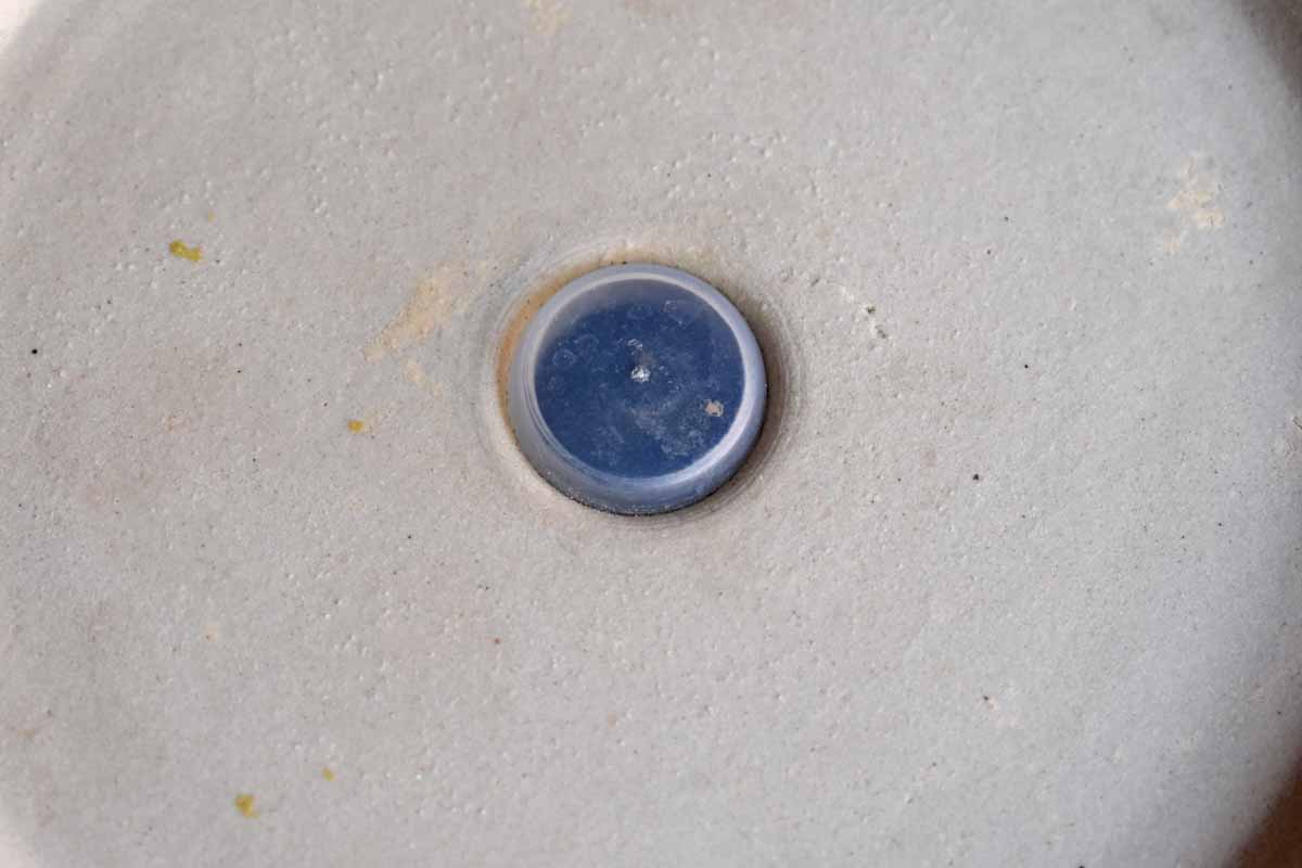 Ceramic Cachepot with Painted Abstract Flower and Drainage Hole