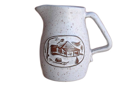 Onion River Pottery (Vermont, USA) Stoneware Pitcher with Farm Scene