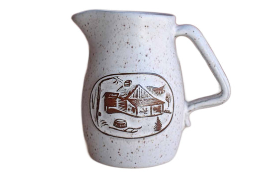 Onion River Pottery (Vermont, USA) Stoneware Pitcher with Farm Scene