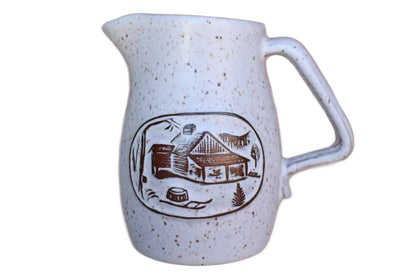 Onion River Pottery (Vermont, USA) Stoneware Pitcher with Farm Scene