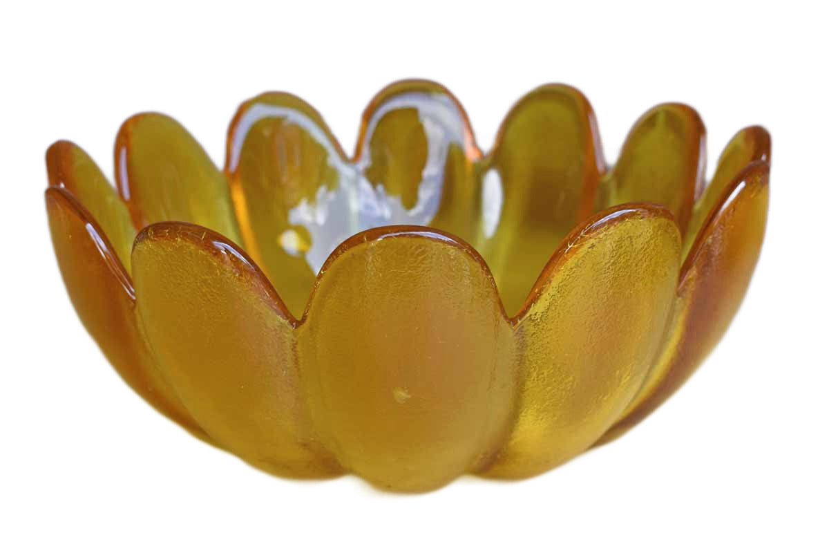 Indiana Glass Company (Indiana, USA) Big Retro Flower-Shaped Orange Glass Bowl