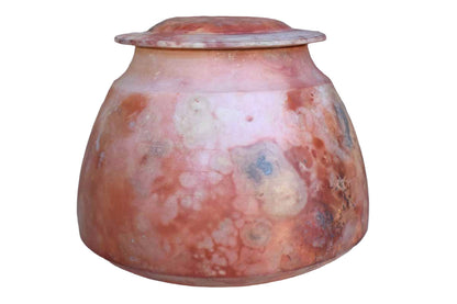 Ceramic Lidded Container with Orange Mottled Glazes